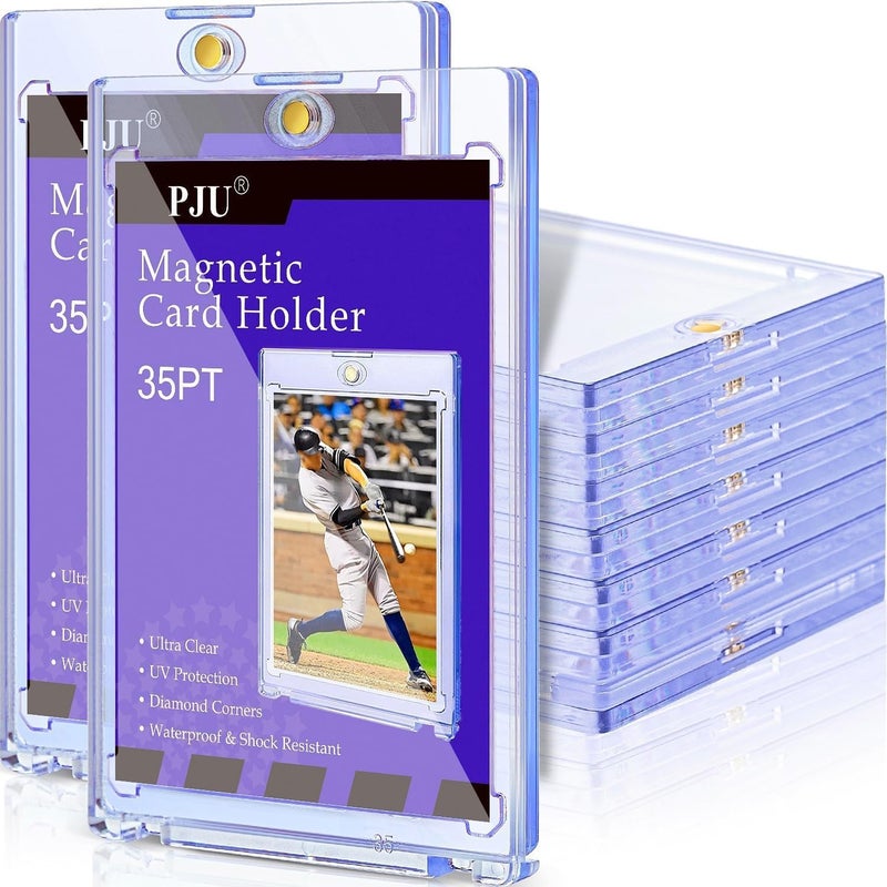 PJU 30ct Magnetic Card Holder, 35pt Single Card Holder Touch for Trading Cards, Protectors Hard Plastic, U-V Protection Magnetic Display Case for Baseball, Game, Sports Cards - Image 1